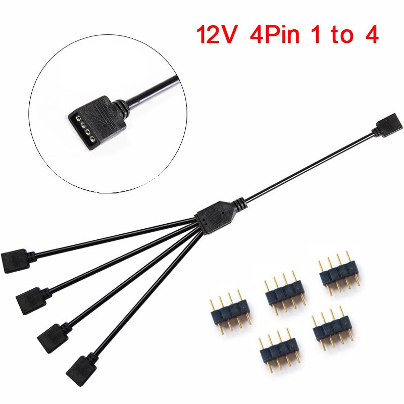 ARGB 5V 3Pin Extension Cable Adapter 30cm 1 to 1 2 3 4 5 12v 4pin RGB splitter cable for MSI A SUS ASRock AURA LED