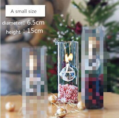 Europæisk lavet romantisk gennemsigtig glas cylindrisk olielampe bryllupsdekoration i stedet for lysestage hjem: En lille størrelse