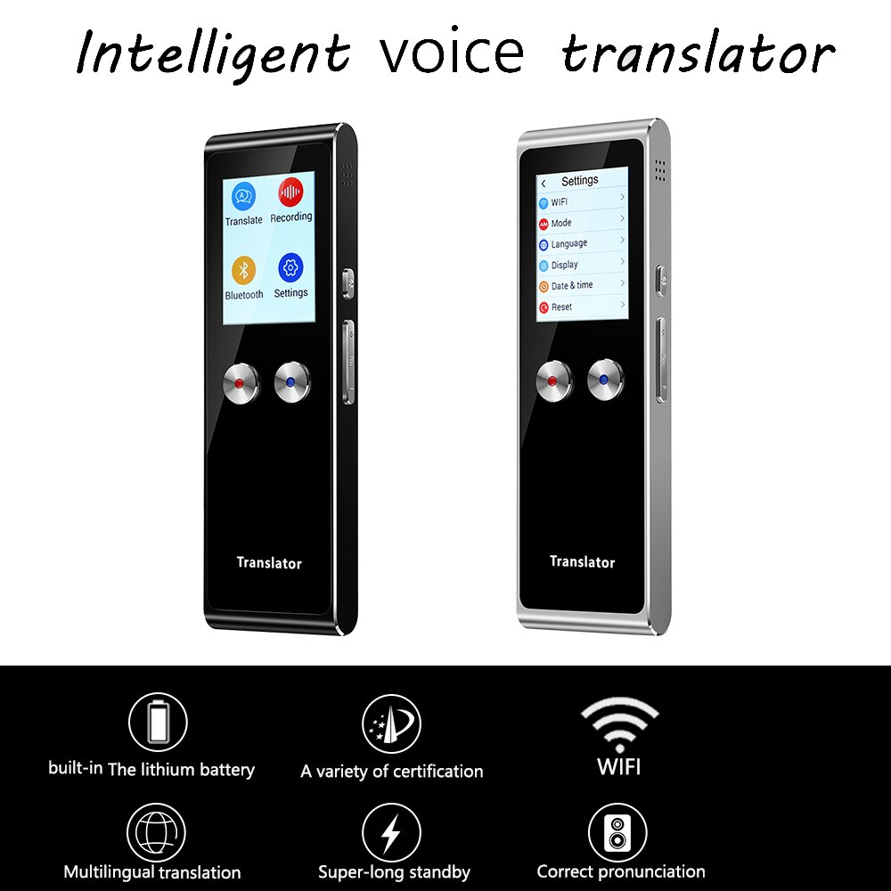 T8S Portable Voice Translator Wifi Real Time Instant 70 Languages Press Sn 800MAH Battery Translation Language for Travel