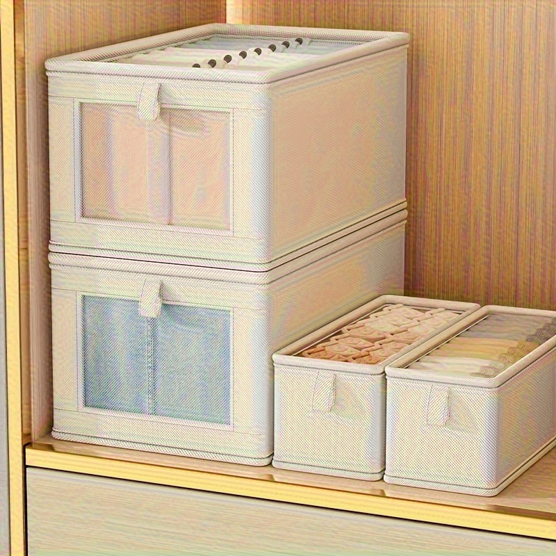 Grande boîte de rangement en toile pliable avec fenêtre transparente – Organiser et ranger les vêtements, gain de place, organisateur de placard à domicile