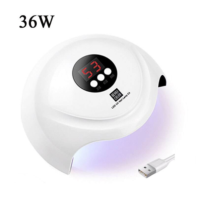 86W LED UV Nail Lamp Manicure Nail Dryer Ice Hybrid Lamp with Auto Sensor Timer for Nails Gel Polish Drying: 36W-USB-white