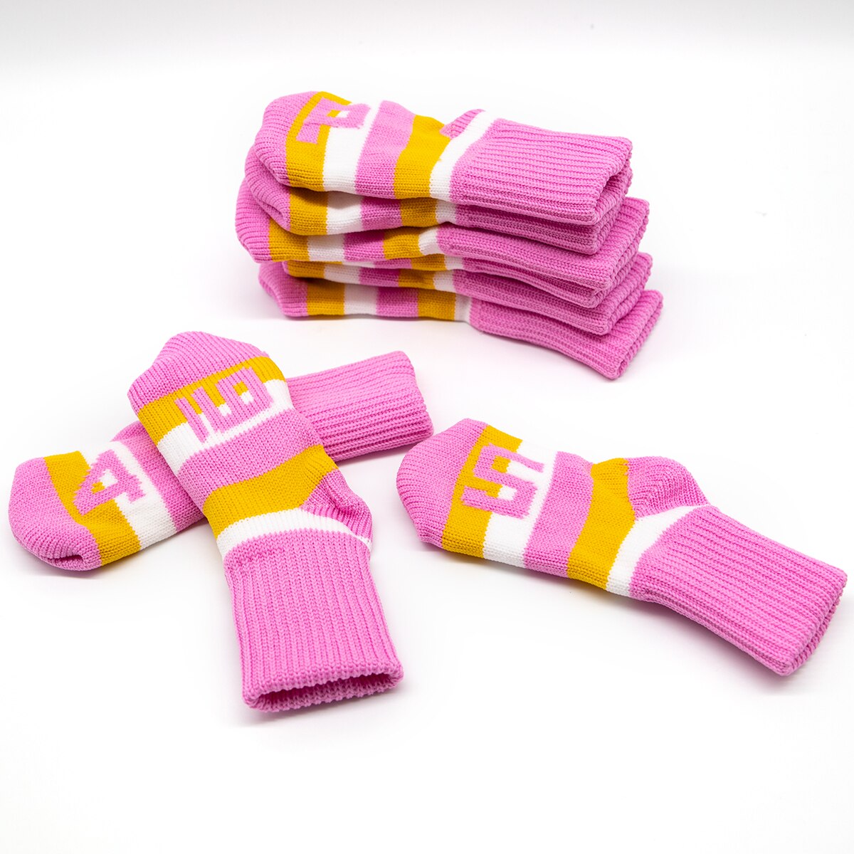 9Pcs Knitted Golf Headcover Covers Club Iron Golf Irons Head Covers Knit Long-neck Sock Style Golf Headcovers Washable