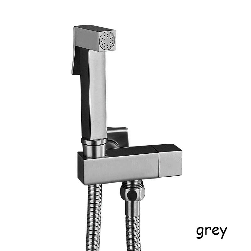 Mat sort/krom/guld/grå/roset guld badeværelse bidet vandhane messing badeværelse shattaf bidet sprøjte: Grå