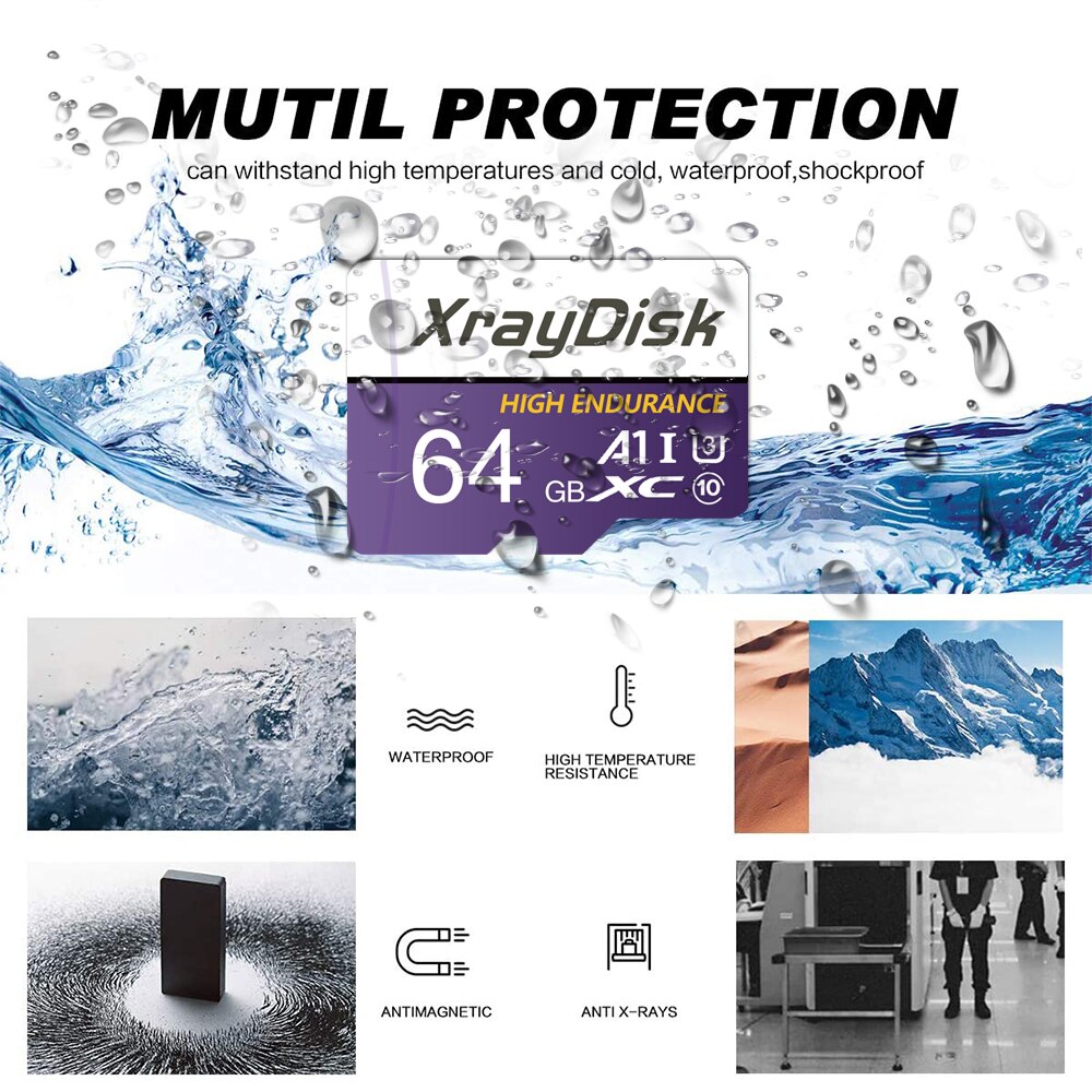 Xray disk tf karte 64g 128gb 256gb speicher karte high speed mit adapter a1 u3 klasse 10 v30 für telefon/kamera/dash