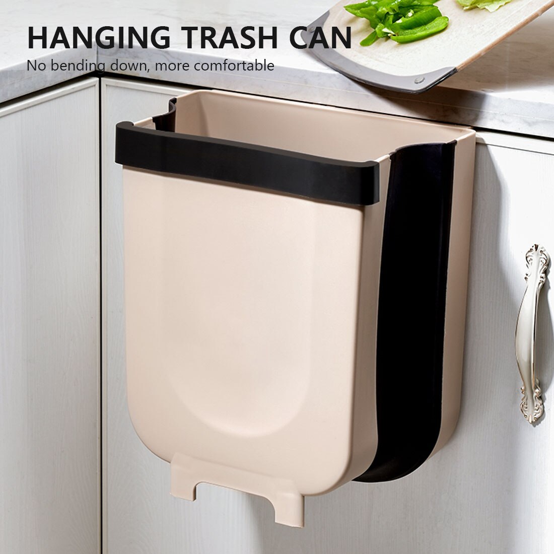 Poubelle murale pliable suspendue, pour cuisine, salle de bain, toilettes, stockage des déchets, Portable