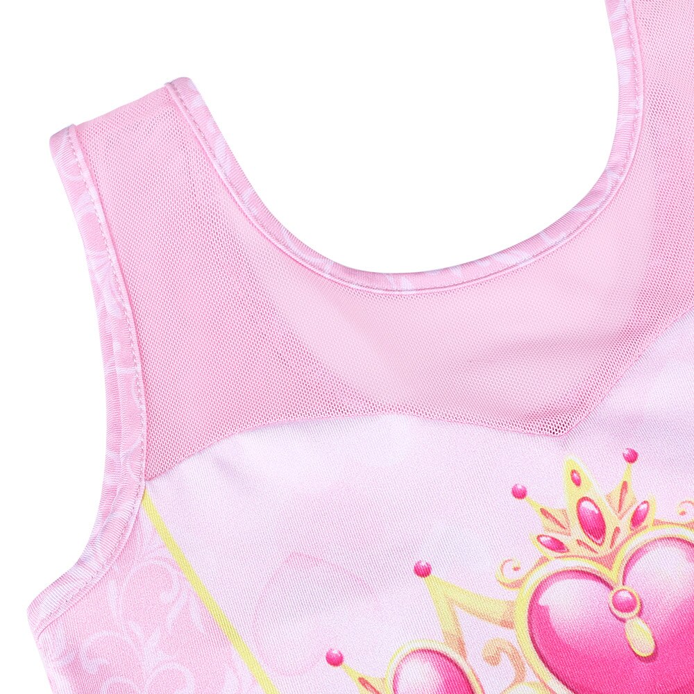 BAOHULU Pink Cotton Kids Tutu Dance Wear Mesh Crown Heart Ballet Leotard Gymnastics Costume for Girls Ballerina Dance Clothes