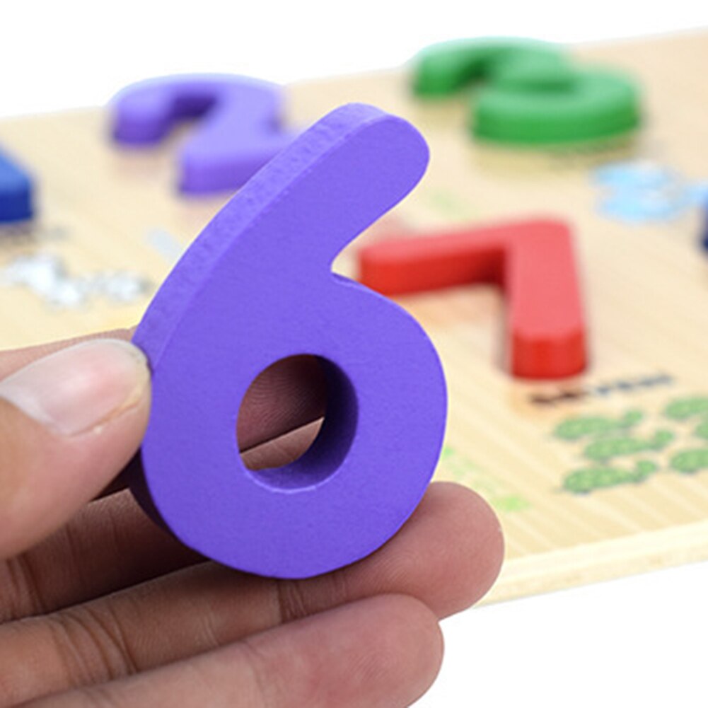 Animal Print Wooden 0-9 Number Puzzles Board Counting Math Learning Kids Toy