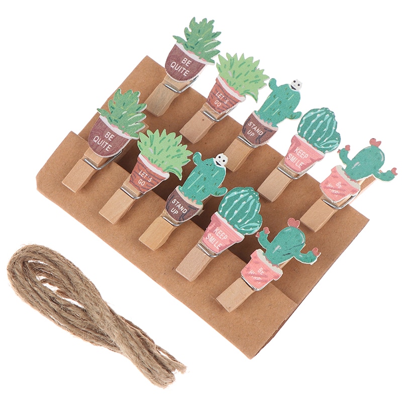 10pcs/lot Mini Memo Paper Clips Cute Plant Wood Clip Set Small Craft Photo Pegs Wooden Paper Clips Kawaii Stationery