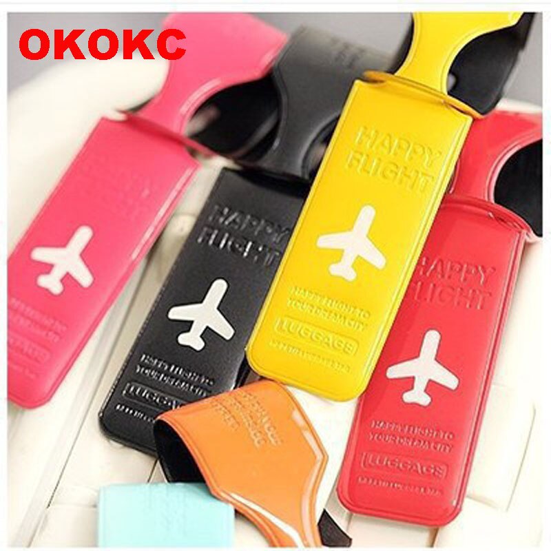OKOKC-Etiquetas para equipaje de maleta de rayas largas, tarjeta identificadora de equipaje, tarjeta de embarque, accesorios de viaje