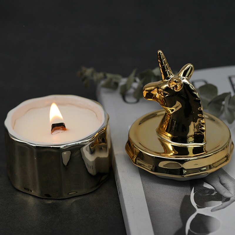 Candle cup gold-plated scented candle ceramic cup handmade candle DIY material container empty