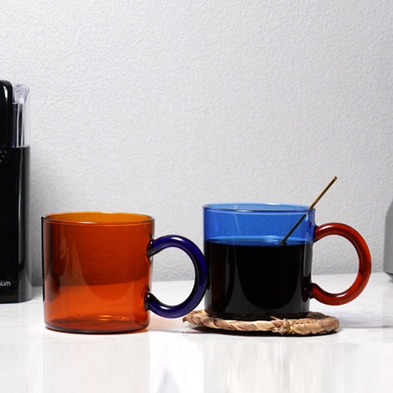 Coffee Tea Cups Heat Resistant Glass And Mugs Color Thickened Travel Coffee Mugs With The Handle Mugs Drinking Shot Glasses