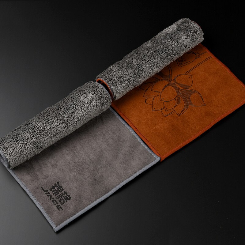 2 stücke Feine Lotus aufbringen Tee Servietten Verdickt Saugfähigen Baumwolle Tee Handtuch Kung Fu Tee Tisch Tuch Tee Zubehör Restaurant lappen