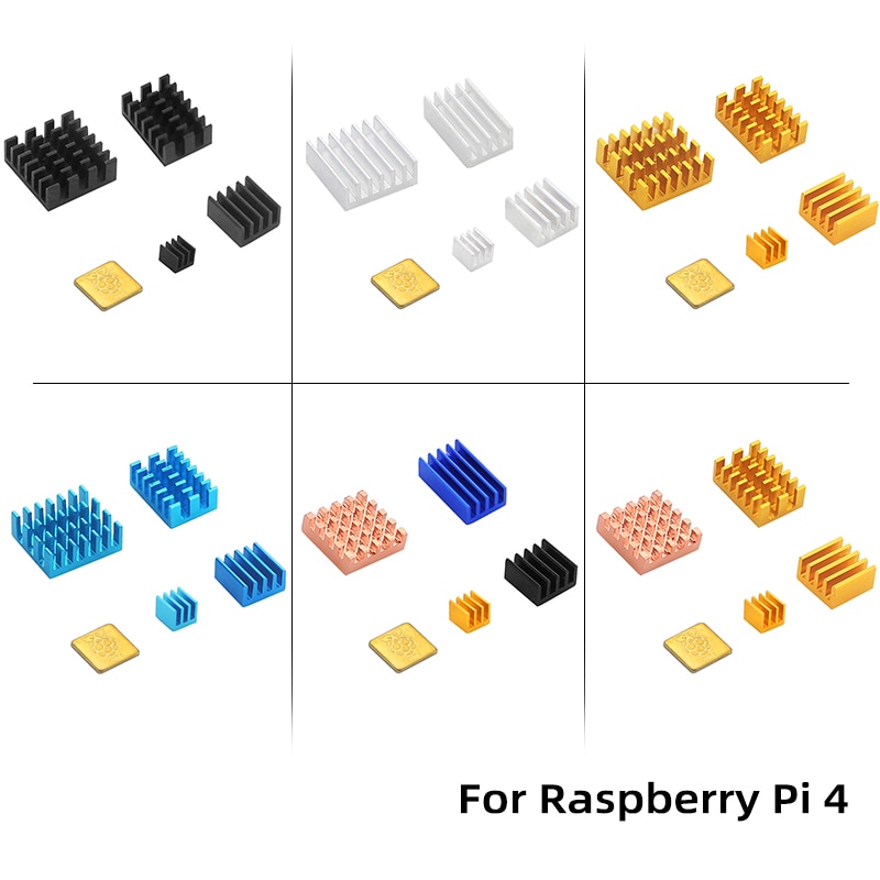 5 stuks raspberry  pi 4 model b koellichamen kit koelpad metalen radiator aluminiumlegering passieve koeling koellichaam voor raspberry  pi 4