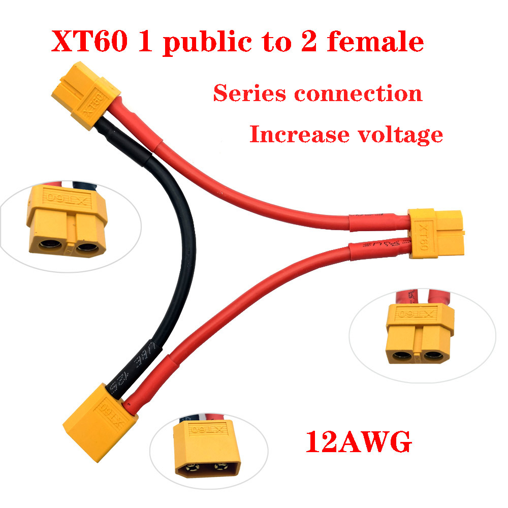 2 Way 3 Way Battery Adapter Cable Y-shaped Harness Connector XT60 XT90 Series Line T Head XT60 Parallel Line Connectors/wiring: grey