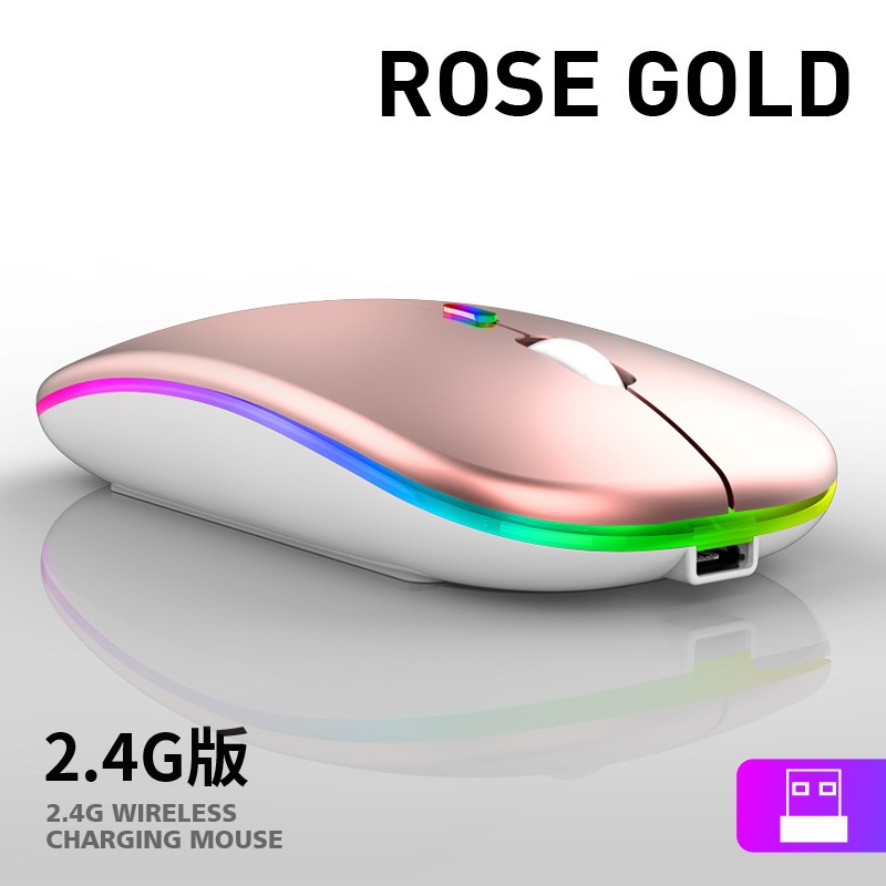 Dual-Mode Bluetooth 2.4G Wireless Mouse for Laptop Rechargeable Mouse Wireless Computer Silent Mause Mini Optical Mouse: 2.4G Gold2