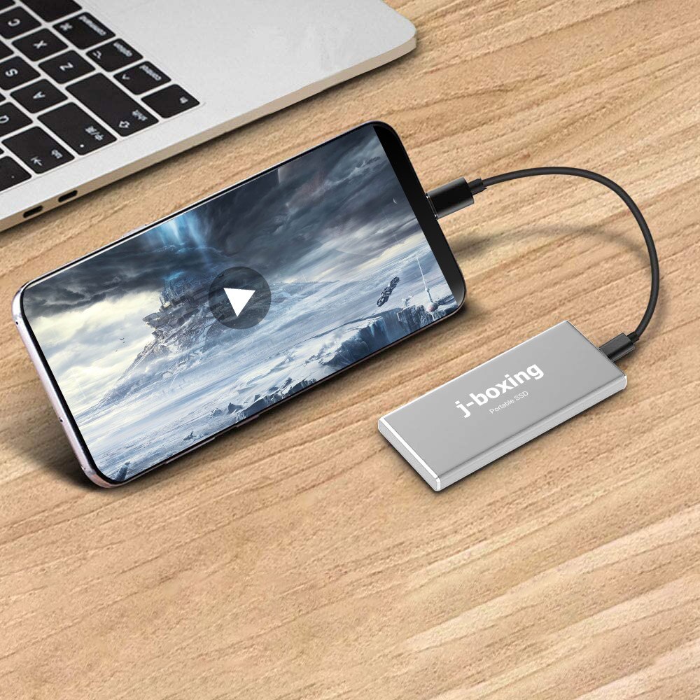 J-boxing Super Fast SSD 256GB External Solid State Drive Portable – USB-C USB 3.0 for PC/Laptop/Mac/Android/Xbox/PS4 Silver