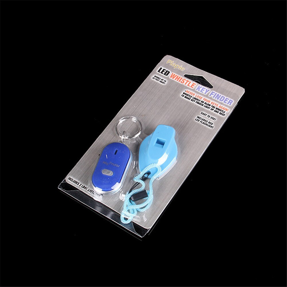 LED fischio Key Finder lampeggiante segnale acustico controllo allarme anti-perso localizzatore di chiavi Finder Tracker con portachiavi: Blue