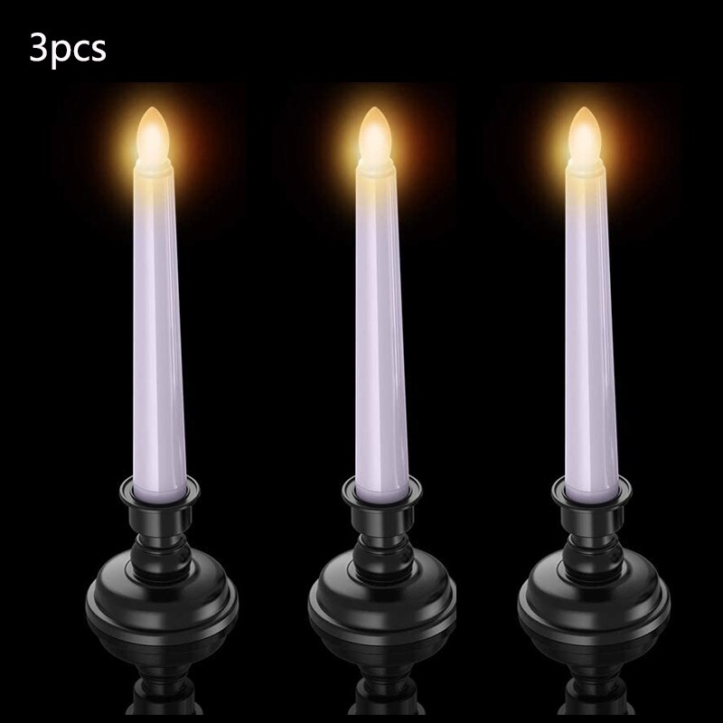 Christmas Decorations Window Candles Battery Operated Flameless Flicker LED White Taper Candle Lights with Remote Timer Night li: black 3pcs