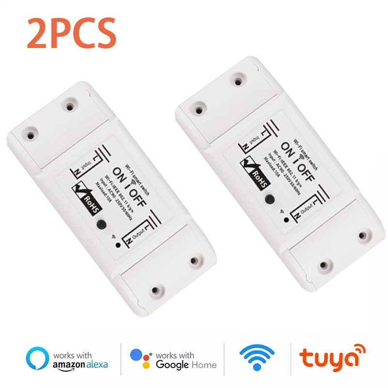 Smart Home House Wifi Wireless Remote Switch Breaker Domotic LED Light Controller Module Alexa Google Home Smartlife Tuya APP: 2pcs