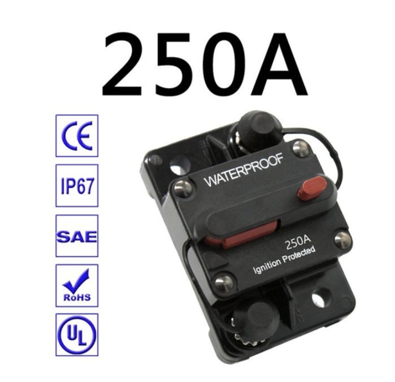 BYGD Afbryder - 30A-300A - Vandtæt Reset Sikring - 12-48V DC til Bil, Båd: Hvid