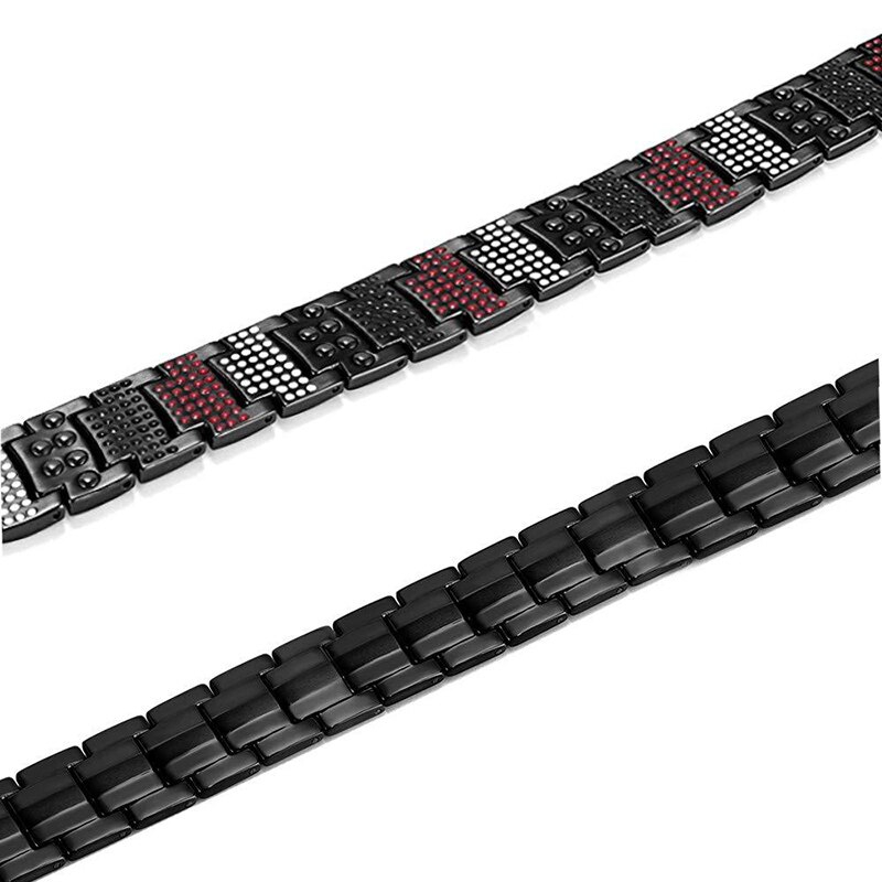 Newly Electroplated black 4-IN-1 Anion Magnetic Bracelet 591 Elements Titanium Men Bracelets