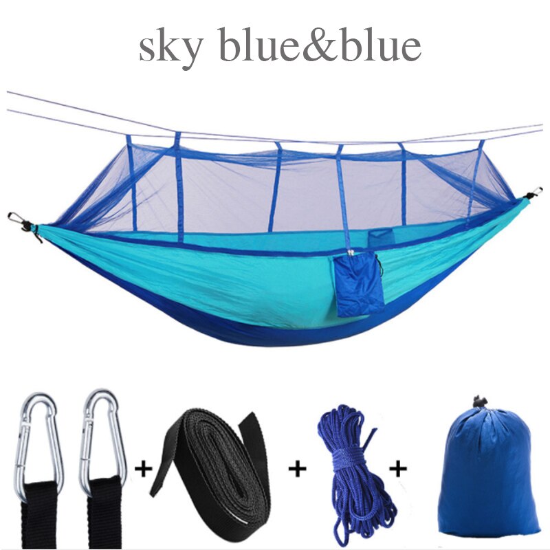 1-2 Person Outdoor Mosquito Net Parachute Hammock Camping Hanging Sleeping Bed Swing Portable Double Chair Army Green: G