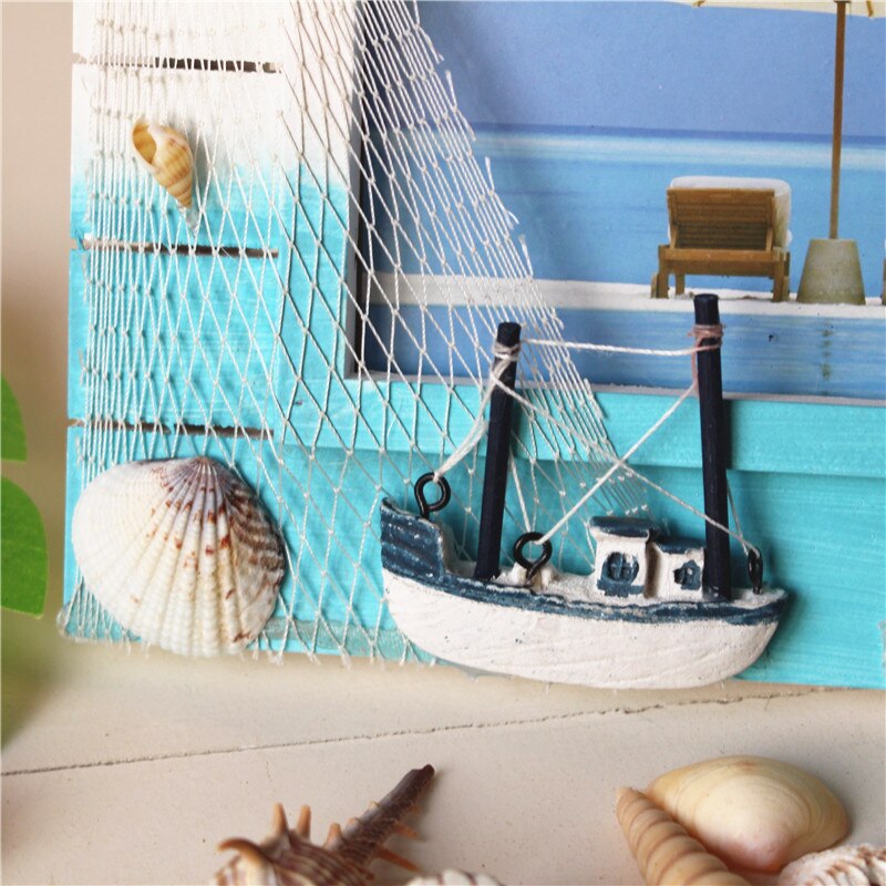 Marco de Fotos de madera sólido mediterráneo para el hogar, joyería de escritorio, manualidades creativas, marco de fotos, conjunto de marco de estilo marinero, adorno