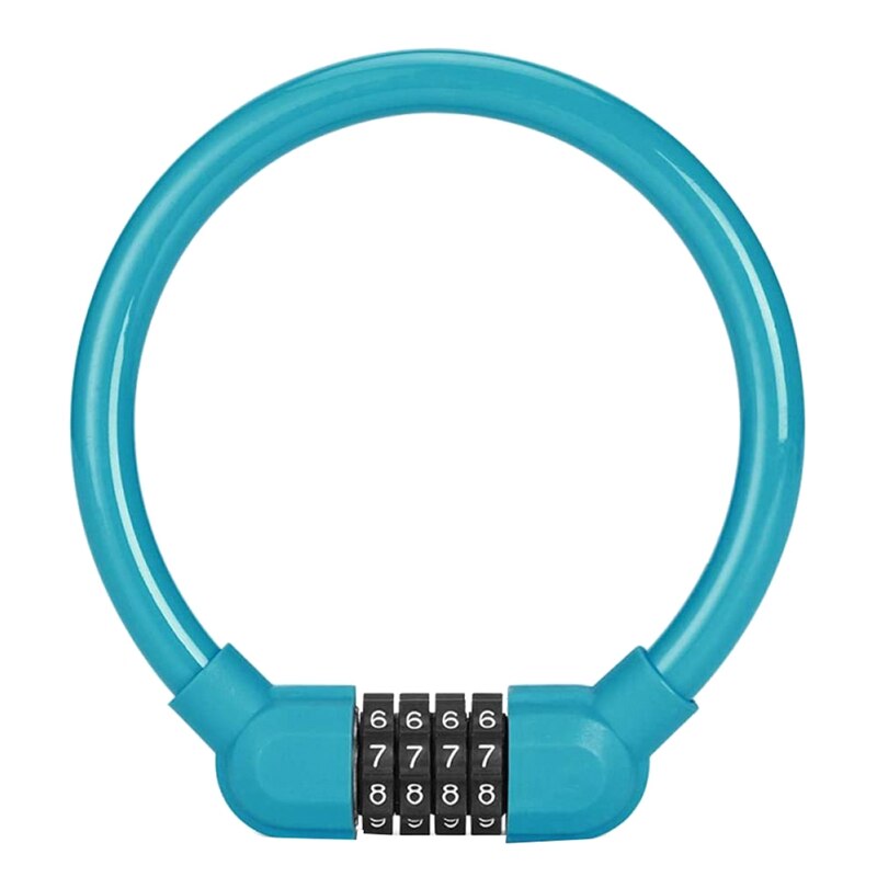 Verrou de câble de vélo, chaîne de bicyclette à 4 chiffres, repositionnable, câble tressé combiné en acier: Bleu