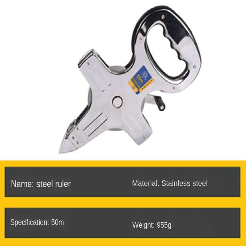 Portable metric 30M 50M 100M Thickening Open Reel Steel Tape Measure with shelf for Woodworking Construction ABS Measuring tool: 50m steel ruler