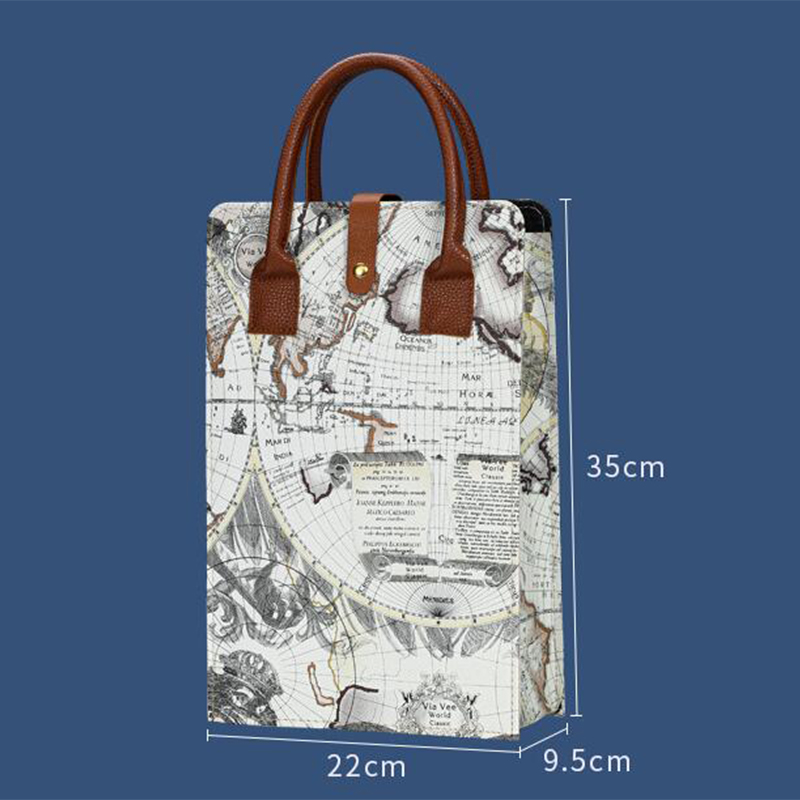 Vikbar läderväska för vinbärare, återanvändbara vinbärare, handväska, dubbel rödvinslåda med handtag, förpackningslådor för champagneflaskor