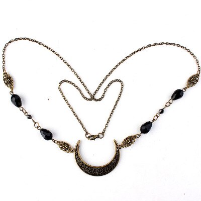 Acessórios de cabeça de padrão de lua vazada, estilo gótico retrô, gota, corrente de cristal, conta de cabeça para meninas, imperdível: VGH008-6