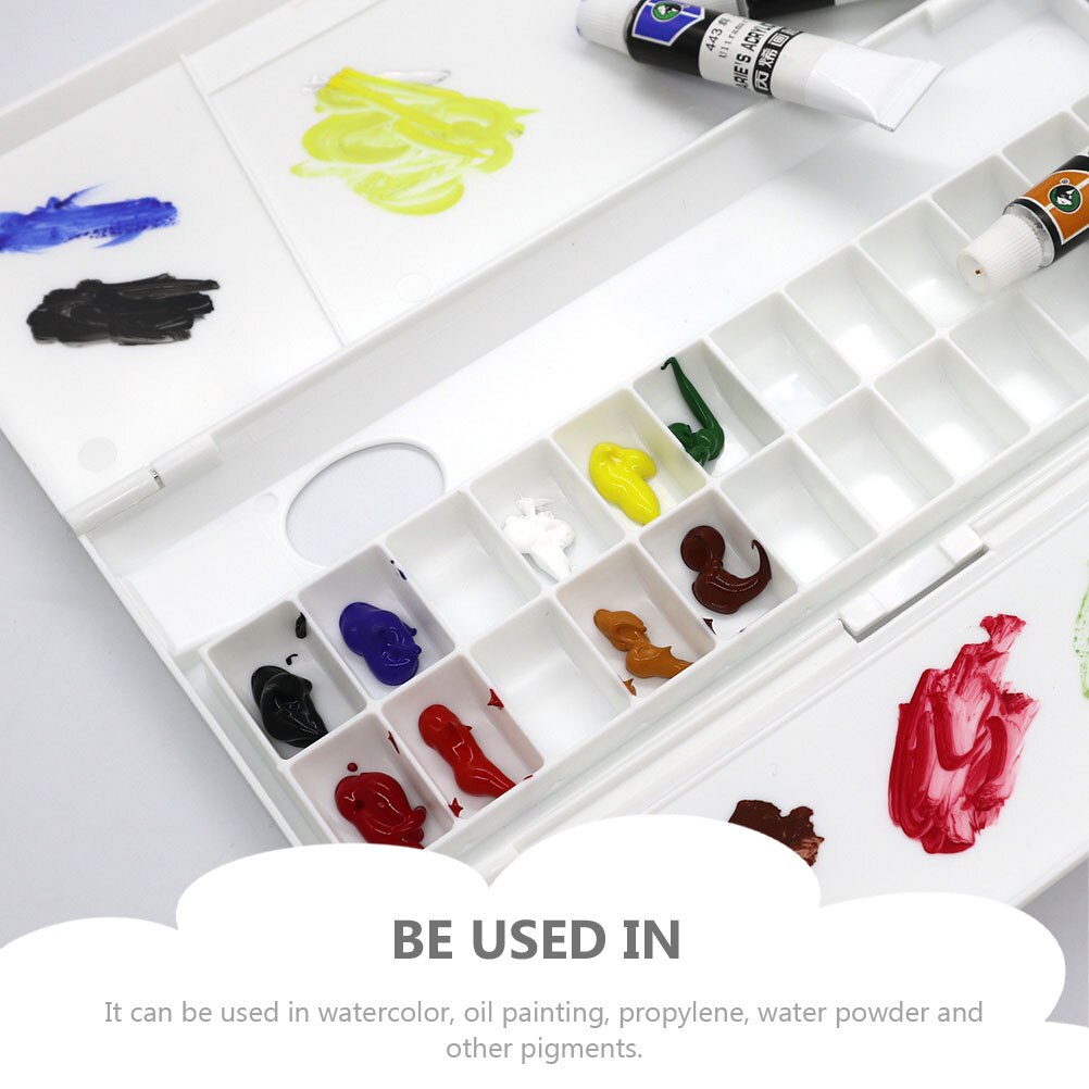 Folding Watercolor Pigment Box Plastic Art Paint Boxes Colors Mixing Plates