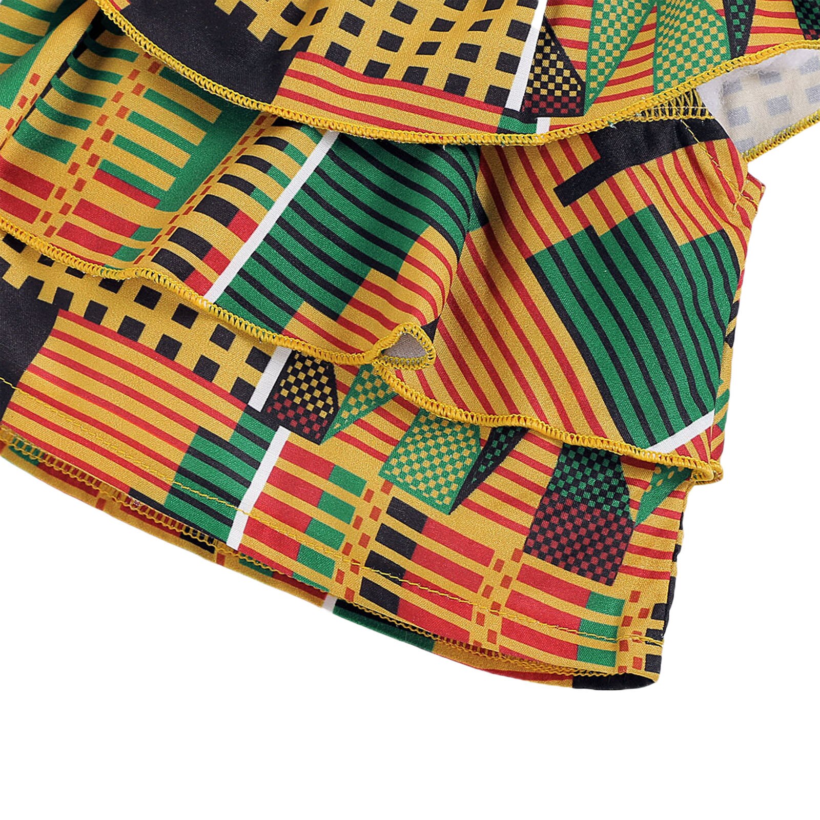 Drie Stuk Meisje Kleding Mode Geometrische Afdrukken Mouwloze Tops En Effen Kleur Korte Broek Met Hoofdband 1-5T