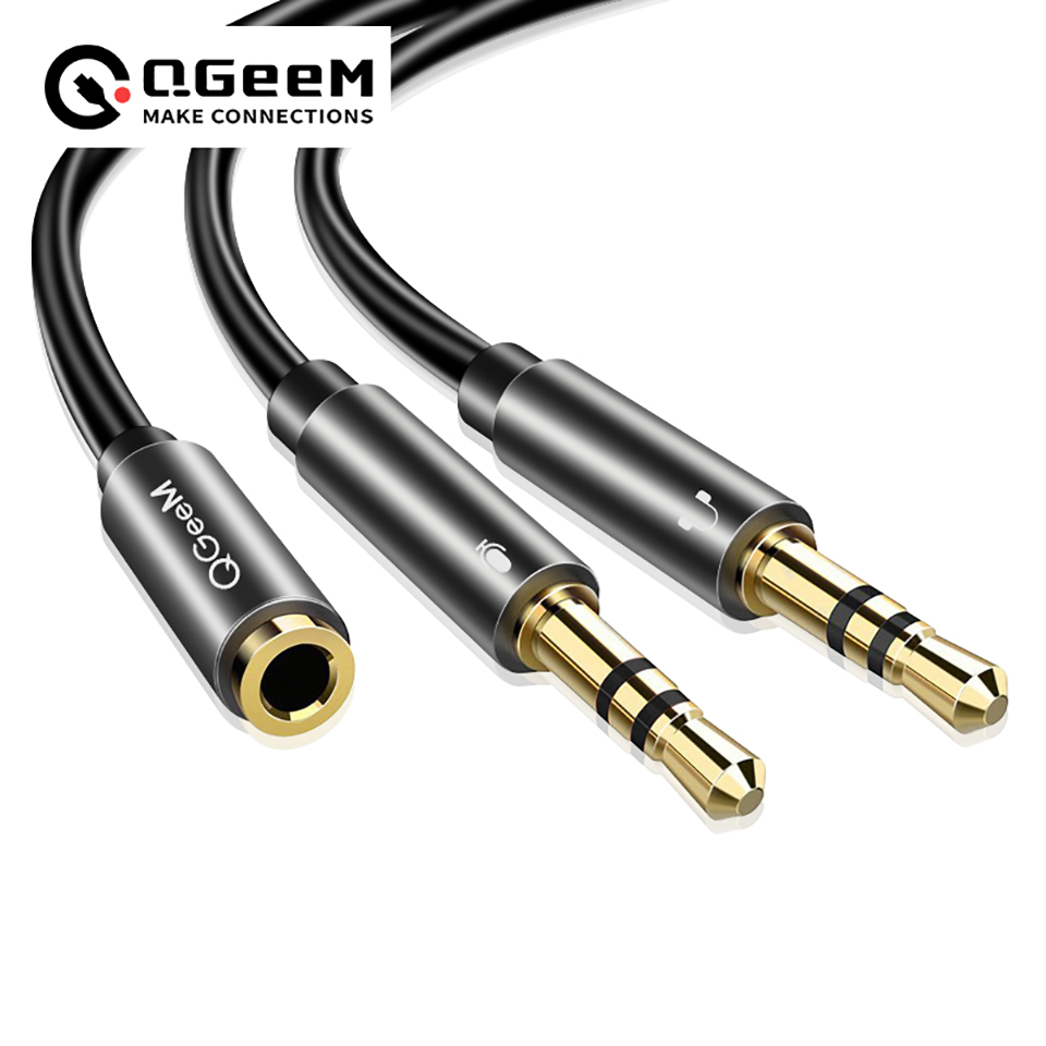 QGeeM Splitter Hoofdtelefoon voor Computer 3.5mm Vrouw naar 2 Mannelijke 3.5mm Mic Audio Y Splitter Kabel Headset naar PC Adapter AUX Kabel: Default Title