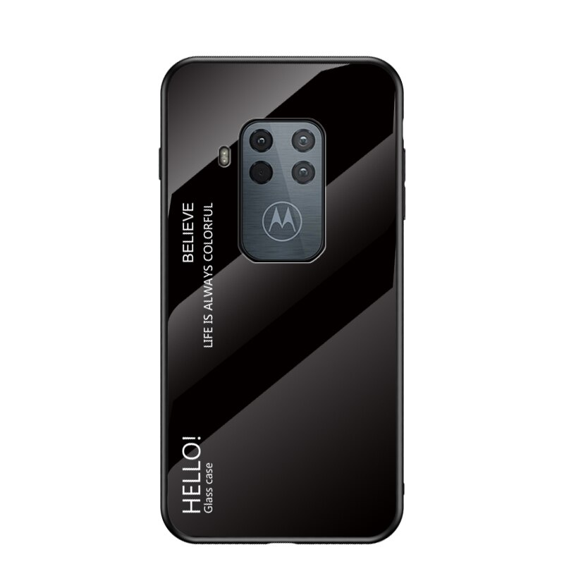 Oudini til motorola moto one zoom cover gradient glas kuffert til moto one zoom cover: Sort