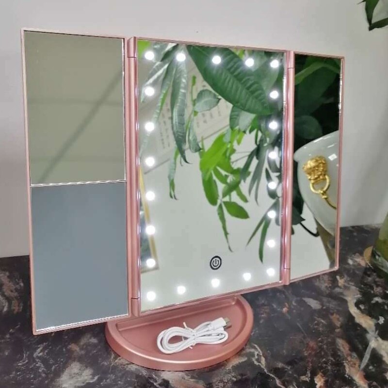 Led Make-Up Spiegel 22 Vanity Light Vergrootglas 3 Floding Aanrecht Touch Screen Cosmetische 10x Vergrootglas Kleine Spiegel Beauty Tools