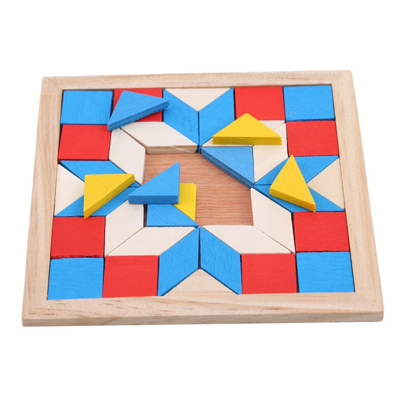 3D Houten Ruit Driehoek Puzzel Kleurrijke Vierkante IQ Spel Brain Teaser Intelligent Math Educatief Speelgoed Voor Kinderen