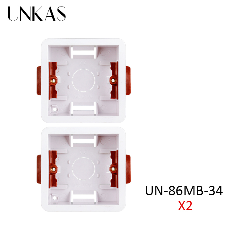 UNKAS Dry Lining Box For Gypsum Board / Drywall / Plasterboad 34mm Depth Wall Switch Socket 86mm / 146mm / 172mm Cassette: 2 Unit 86MB-34