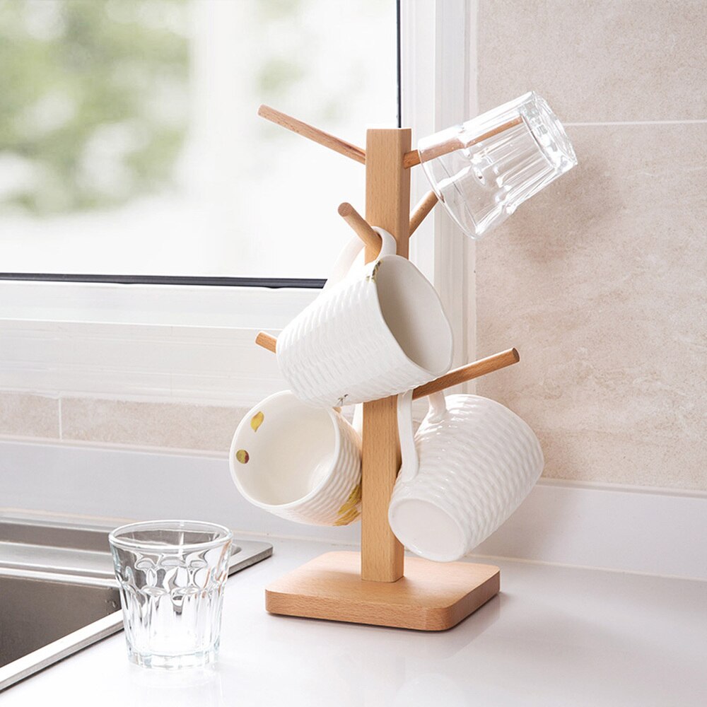 Mug rack wooden tree coffee tea cup holder kitchen... – Grandado