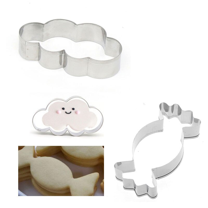 1 stk bage kage udstikker sky-formet fondant chokolade kiks form småkage stempel rustfrit stål bageware værktøjer tslm 1: 2 stk