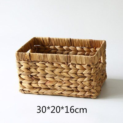 Storage Baskets Containers Desktop Natural water hyacinth Rectangular Storage Bins Organizer Box woven straw baskets mx909956: S