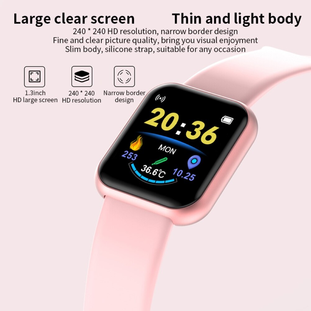 D20/Y68 Bluetooth Waterproof Heart Pressure Monitor Fitness Tracker