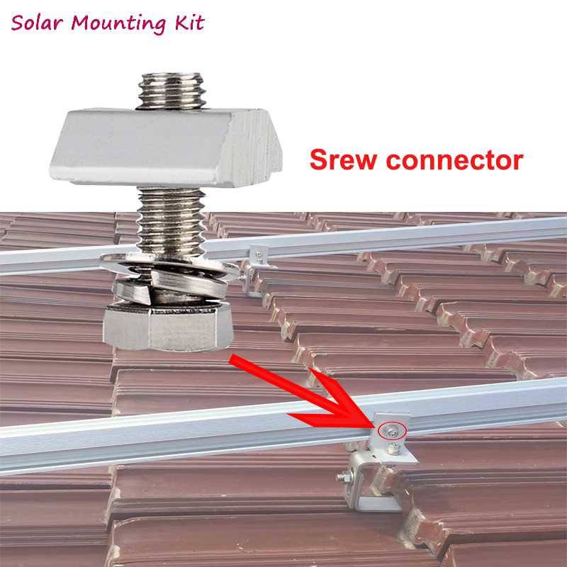 Solar panel mounting bracket system T nut srew for aluminum rail splice connector for diy solar panel installtion on roof house