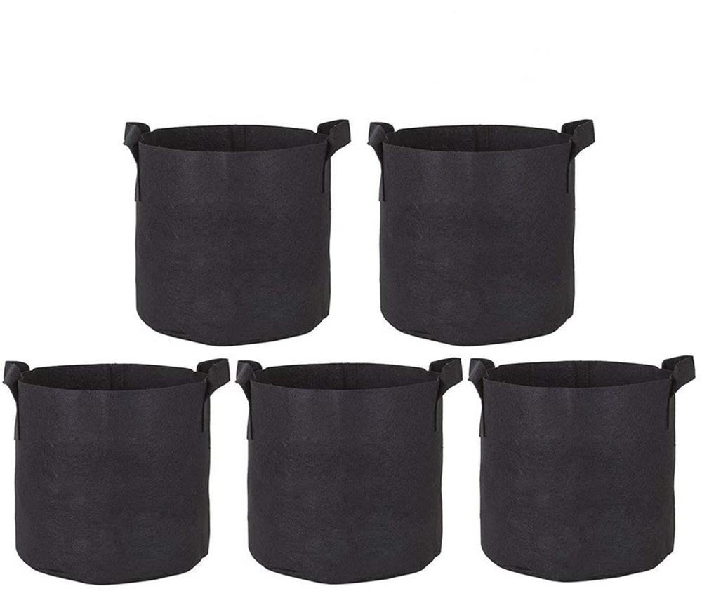 5 Pack Anlage Aussaat Wachsen Taschen Gemüse Blume Topf Pflanzer Kartoffel Garten Topf Anlage Wachsenden Taschen 2/3/5/7/10 Gallonen: Schwarz-5 Gallone