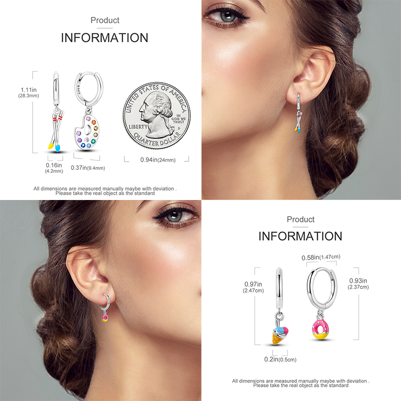 925 Sterling Silver Career Eardrop Musical Note Earrings Painter Microphone Earrings Fit For Women Workplace Birthday