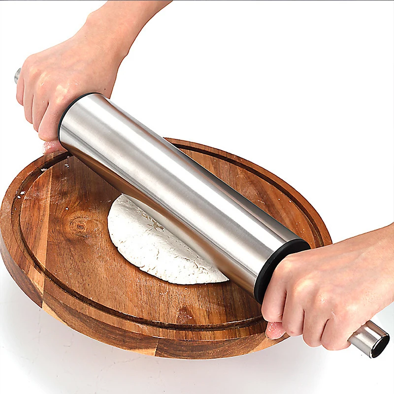 Edelstahl Nudelholz für Antihaft-Teig Mehl Stick Küche Kochen Backen Werkzeuge Zubehör Pizza Roller Mit Griff
