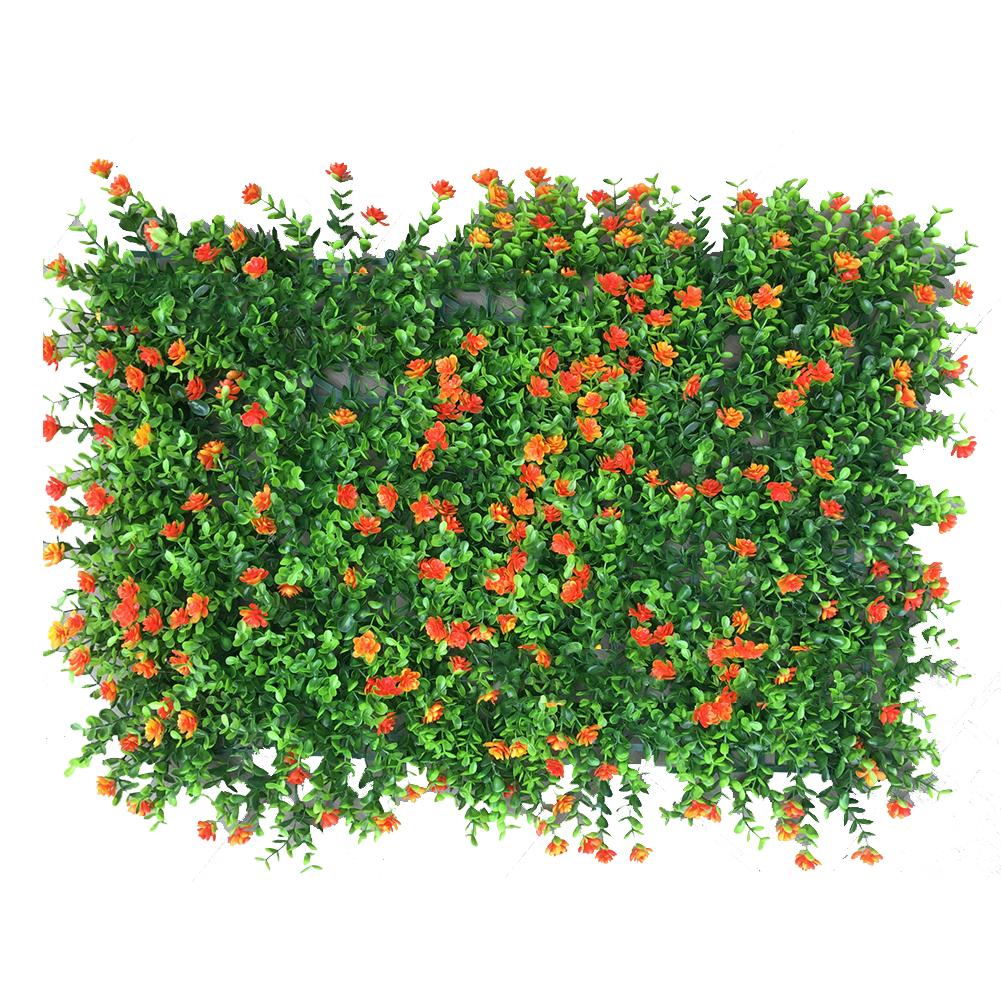 Kunstig hæk kunstige planter måtte privatliv hegn skærm faux grønne vægpaneler dekorative egnet til baghave hjem: Orange
