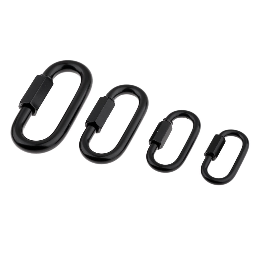 Stainless Steel D Shape Locking Carabiner Quick Link Chain Connector Keychain Buckle