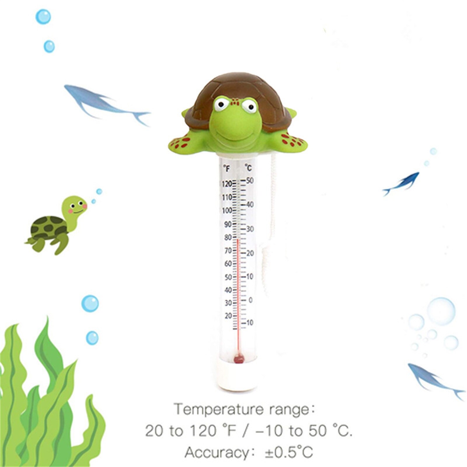 Baignoire Thermomètre Flottant Tortue Flottante Piscine D'eau Thermomètres de Température Avec Ficelle Pour Piscines, Spas