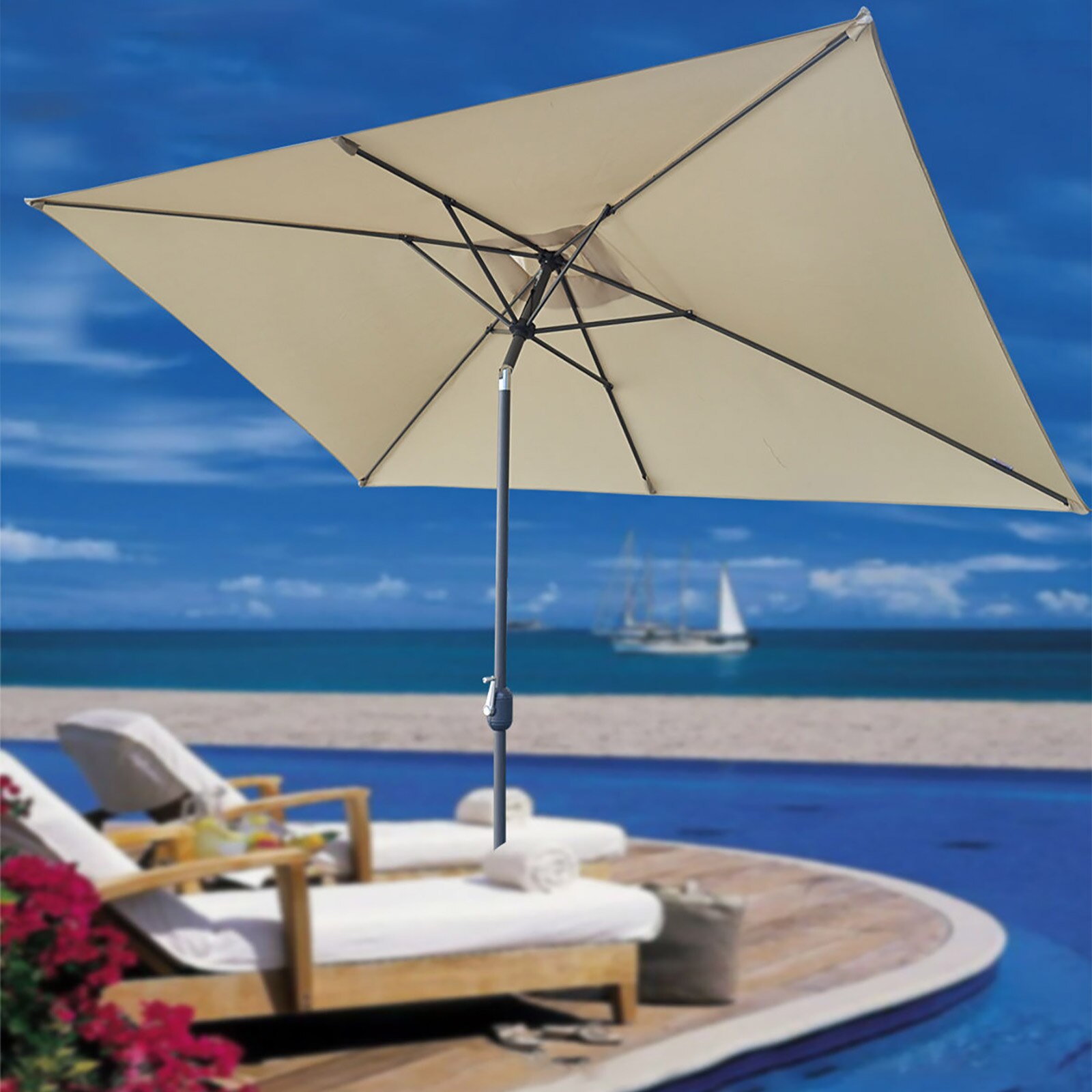 2X3M Tuin Outdoor Paraso Strand Paraplu Tafel Parasol Paraplu Kleding Voor Patio Zwembad Outdoor Zonder Stand